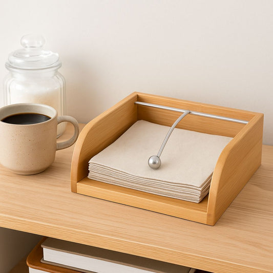 Porta Guardanapo de Bambu com Haste de Metal para Mesa