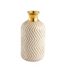 Vaso Chevron Nude com Detalhe Dourado