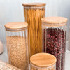 Porta Mantimento de Vidro Canelado com Tampa de Bambu 1 Litro,