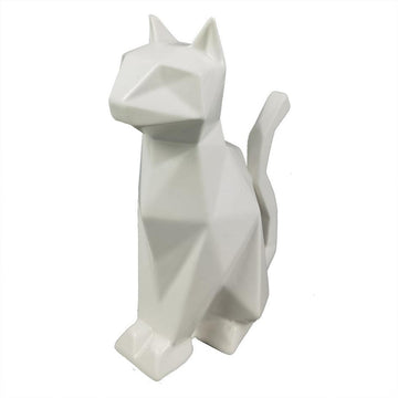 Gato Geometric Noir - Decoração Opaca em Branco