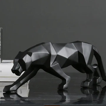 Escultura Decorativa de Pantera Preta em Polirresina 45 cm