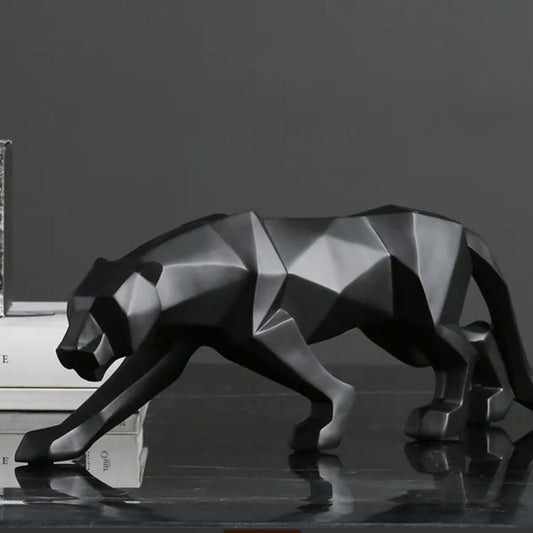 Escultura Decorativa de Pantera Preta em Polirresina 45 cm