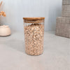 Porta Mantimento de Vidro Canelado com Tampa de Bambu 750 ml