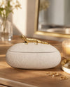 Pote Decorativo Lagartixa em Polirresina Bege e Dourado