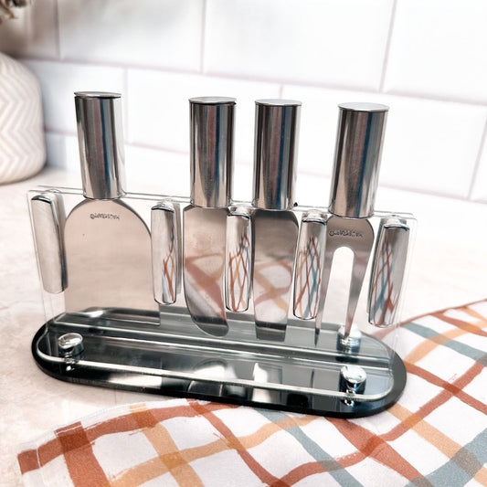 Jogo de Facas para Queijo de Inox com Suporte