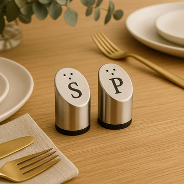 Saleiro e Pimenteiro de Inox Prateado