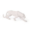 Escultura Decorativa de Leopardo em Poliresina Branca 45 cm