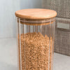 Porta Mantimento de Vidro Canelado com Tampa de Bambu 1 Litro,