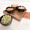 Petisqueira de Cerâmica Preta com 4 Bowls e Base de Madeira 24 cm