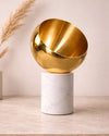 Centro de Mesa em Metal Dourado Base Mármore Branco