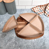 Petisqueira de Cerâmica Bege com 4 Bowls Triangulares e Base de Madeira 26,5 cm