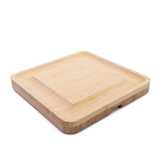 Tábua de Queijos de Bambu 33 cm com Gaveta, Facas e Garfos, 9 Peças