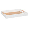 Bandeja Decorativa de Madeira Branca com Alças de Rattan 40 cm
