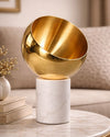 Centro de Mesa em Metal Dourado Base Mármore Branco