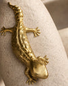 Pote Decorativo Lagartixa em Polirresina Bege e Dourado