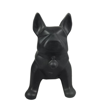 Buldogue Noir: Escultura Decorativa em Cerâmica Preta Fosca