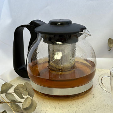 Chaleira de Vidro com Infusor Preta 1,2L