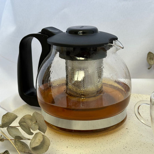 Chaleira de Vidro com Infusor Preta 1,2L