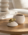 Pote Decorativo Camaleão em Polirresina Bege e Dourado