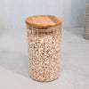 Porta Mantimento de Vidro Canelado com Tampa de Bambu 750 ml