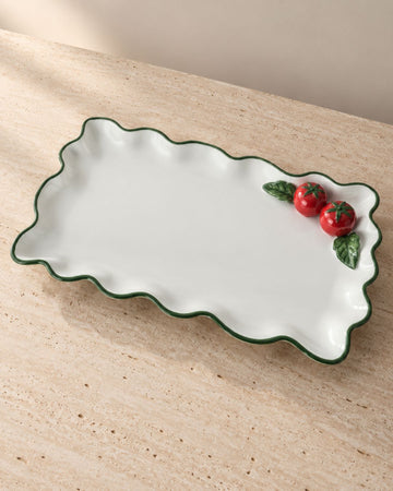 Travessa Tomato Retangular em Porcelana