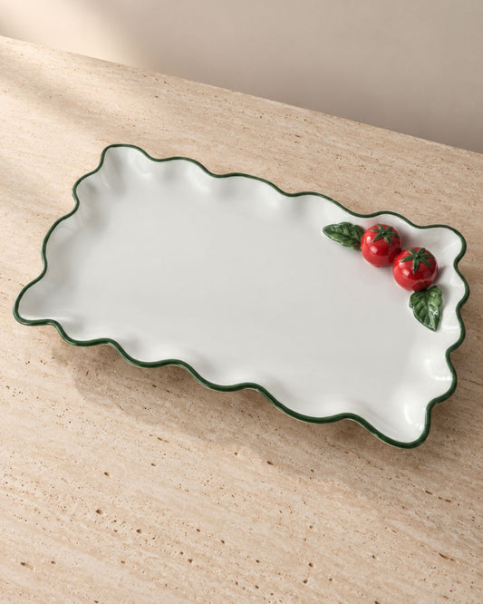 Travessa Tomato Retangular em Porcelana