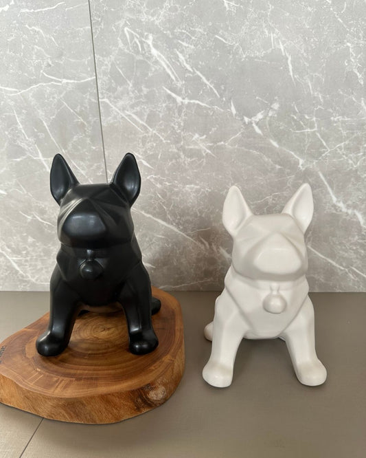 Escultura Decorativa de Cachorro Buldogue em Cerâmica