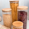 Porta Mantimento Canelado com Tampa em Bambu 1,9L
