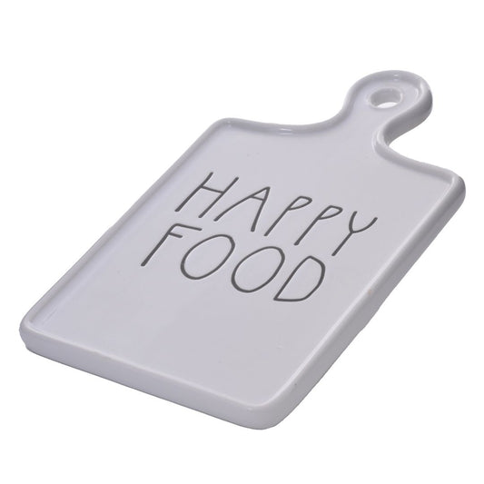Tábua de Cerâmica para Queijos Happy Food Branca