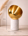 Centro de Mesa em Metal Dourado Base Mármore Branco